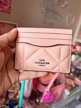 Coach Quilted Card Holder in Blush